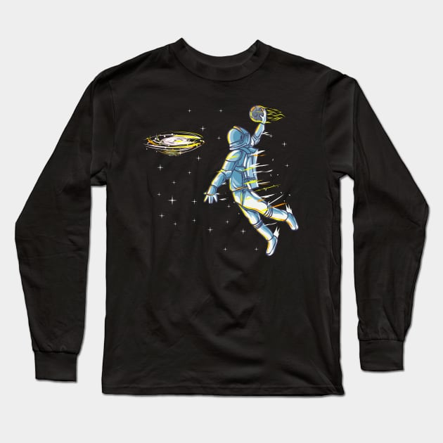 Astronaut Space Basketball Slam Dunk Long Sleeve T-Shirt by E